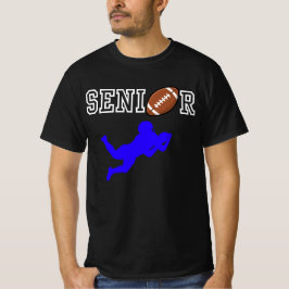 青いシルエットのシニア・フットボール選手 Tシャツ