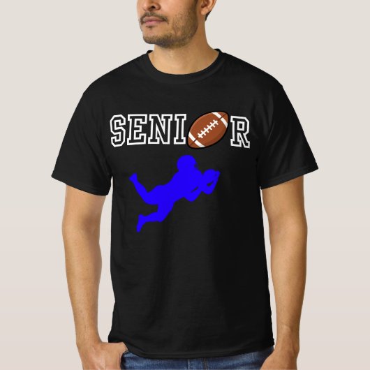 青いシルエットのシニア・フットボール選手 Tシャツ (正面)