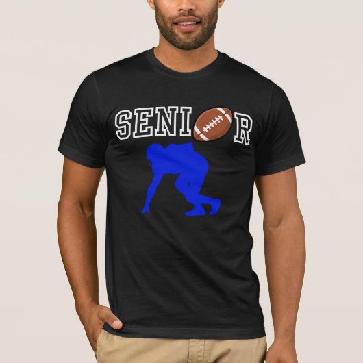 青いシルエットのシニア・フットボール選手 Tシャツ (正面)