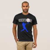 青いシルエットのベテラン野球選手 Tシャツ (正面フル)