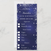 青いシルバーフォトおもしろいファクト誕生日メニューカード 招待状 (正面)