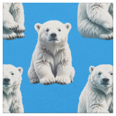 青いシロクマの柄デザイン ファブリック (クローズアップ)