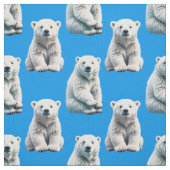 青いシロクマの柄デザイン ファブリック (見本)