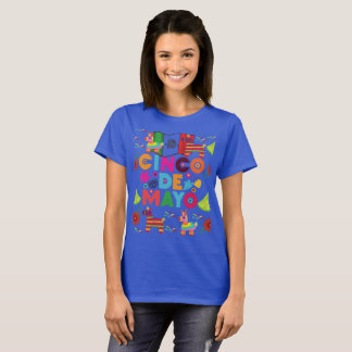 青いシンコ・デ・マヨのキャンバス Tシャツ