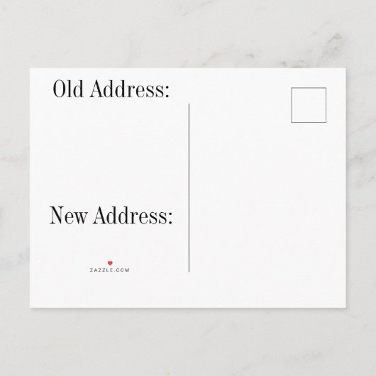 青いシンプル新しいアドレスにミニマルな花 案内ポストカード (裏面)