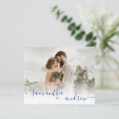 青いシンプル白のスクリプト5枚の写真バジェット結婚ズ (スタンド正面)