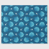 青いシーシェルと海真珠 ラッピングペーパー (フラット)