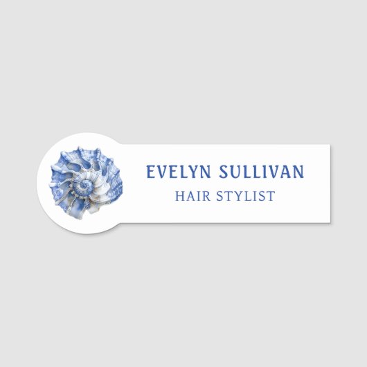 青いシーシェルのロゴ名タグ 名札 (正面)