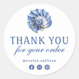 青いシーシェルのロゴ感謝していはステッカー ラウンドシール