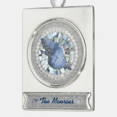 青いシーシェルジュエル シルバープレートバナーオーナメント (左)