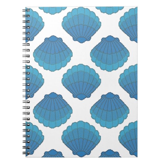 青いシーシェルモザイクパターン ノートブック (正面)