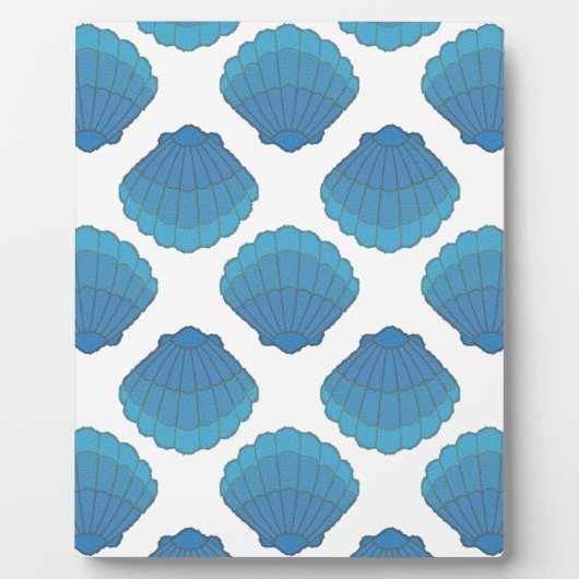 青いシーシェルモザイクパターン フォトプラーク (正面)