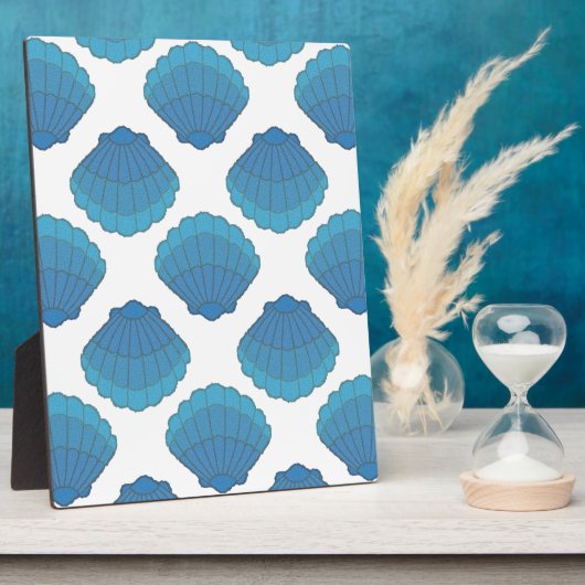 青いシーシェルモザイクパターン フォトプラーク (側面)