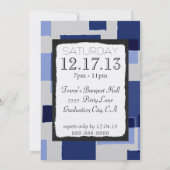 青いジオメトモダンリクイアスの除去パーティー 招待状 (裏面)