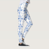 青いジオメトリックシンボルパターン レギンス (右)