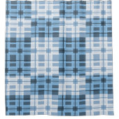 青いジオメトリックパタースタイリッシュンのシェード シャワーカーテン (正面)