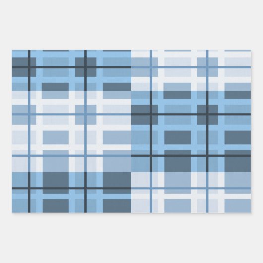 青いジオメトリックパター伝統的ンのシェード ラッピングペーパーシート (正面)