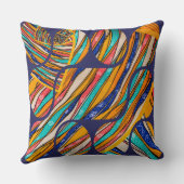 青いジオメトリパターン クッション (裏面)