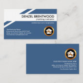 青いジオメトリレイヤ金ゴールド給水配管配管配管配管 名刺 (正面/裏面)