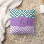 青いジグザグ、紫のジグザグ、シェブロン、モノグラム クッション (ブランケット)