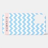 青いジグザグ、青いシェブロン、波のパターン、名前 Case-Mate iPhoneケース (裏面 (横))