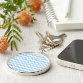 青いジグザグ、青い山形、幾何学模様 キーホルダー (側面)