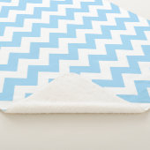 青いジグザグ、青い山形、幾何学模様 シェルパブランケット (3/4)