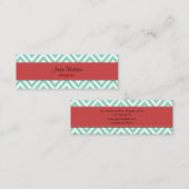 青いジグザグ、青い山形、幾何学模様 スキニー名刺 (正面/裏面)