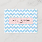 青いジグザグ、青い山形、幾何学模様 名刺 (正面)