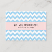 青いジグザグ、青い山形、幾何学模様 名刺 (正面)