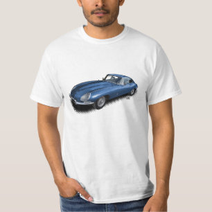 青いジャガーXKEのヴィンテージのスポーツ・カーのTシャツ Tシャツ