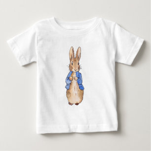 青いジャケットのクラシックなウサギ ベビーTシャツ