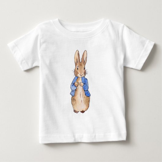 青いジャケットのクラシックなウサギ ベビーTシャツ (正面)