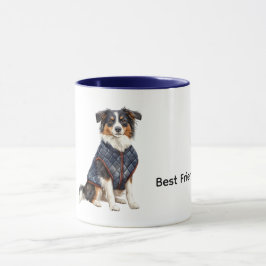 青いジャケットを着た犬 マグカップ
