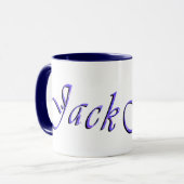 青いジャック名のロゴ、 マグカップ (正面左)