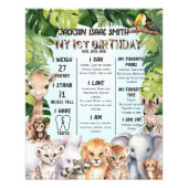 青いジャングル動物1st誕生日の統計マイルストーン フォトプリント (正面)