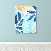 青いジャングル葉 キャンバスプリント (インサイチュ (ウッドフロア))