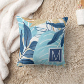 青いジャングル葉 クッション (ブランケット)