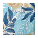 青いジャングル葉 タイル<br><div class="desc">Blue Jungle IV by June Erica Vess.抽象芸術色の葉トロピカルジャングルは、この作品にまとめられている。 | 163238Z</div>