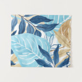 青いジャングル葉 タペストリー (正面(横))