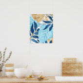 青いジャングル葉 ポスター (キッチン)