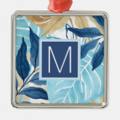 青いジャングル葉 メタルオーナメント (正面)