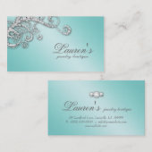 青いジュエリーの渦巻の名刺のグリッターのダイヤモンド 名刺 (正面/裏面)