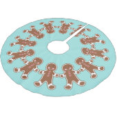 青いジンジャーブレッドかわいいクリスマスデコールツリースカート ブラッシュドポリエステルツリースカート (アングル)