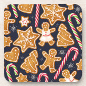 青いジンジャーブレッドクリスマス |クリスマスコースターセット コースター (正面)