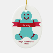 青いジンジャーブレッド赤いバナー名ベビー最初