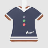 青いジンジャーブレッド·ボーイがクリスマスのフィギュアを記念 オーナメント (正面)