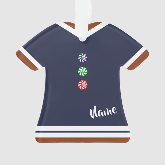 青いジンジャーブレッド·ボーイがクリスマスのフィギュアを記念 オーナメント (正面)