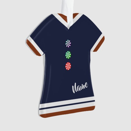 青いジンジャーブレッド·ボーイがクリスマスのフィギュアを記念 オーナメント (正面)