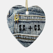 青いジーンのデニムのポケット-それを個人化して下さい! セラミックオーナメント (右)